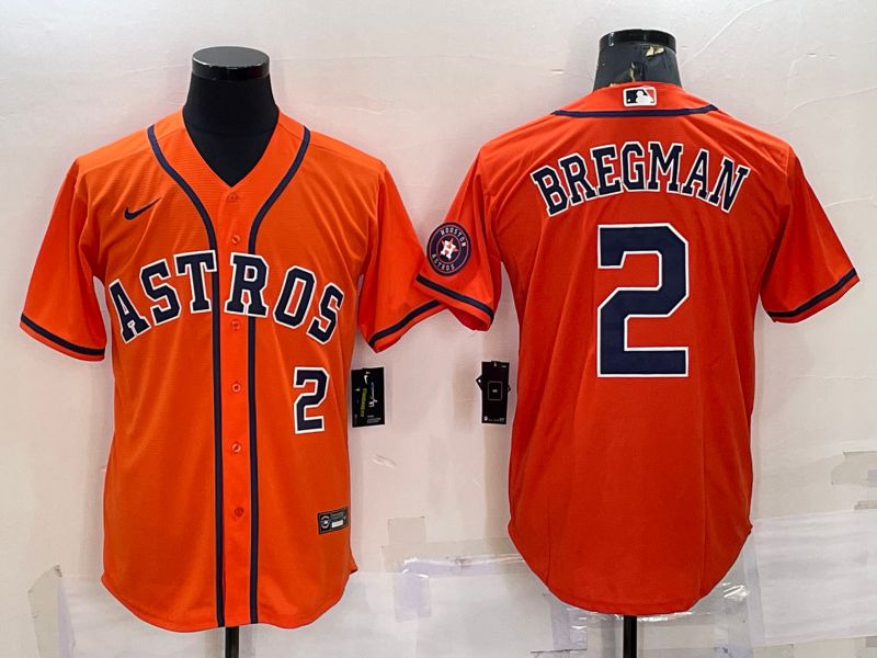 Men Houston Astros 2 Bregman Orange Game Nike 2022 MLB Jerseys